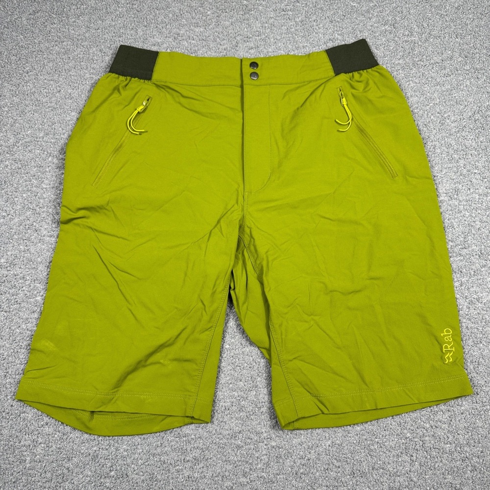 Rab Shorts Men's Size 34 Green Technical Snap Elastic Waist Hiking Gorpcore